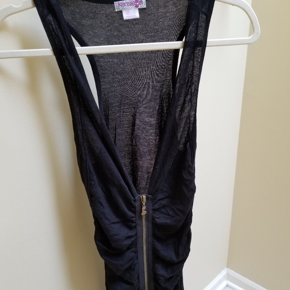 Kensie Girl Viscose Black Front Zip Tunic Dress